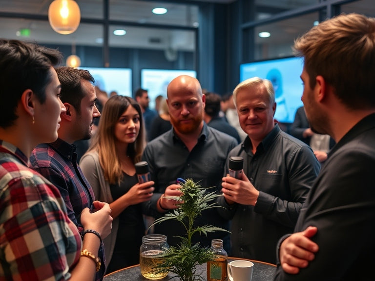 Group meeting in a networking event for cannabis