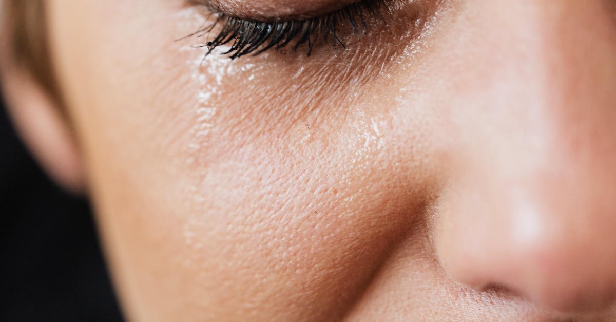 A closeup photo of a woman with teardrop.